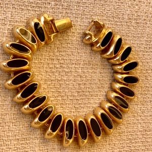 Vintage Erwin Pearl Designer Gold Black Bracelet
